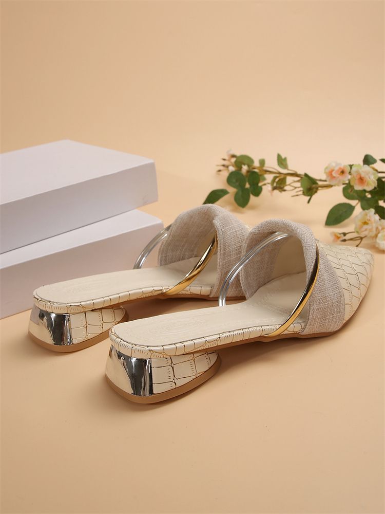 2025 Spring New Style Pointed Toe Snake Print Mule Sandals Women's Plus Size Low Heel Outdoor Sexy Fashion Foreign Trade Slippers