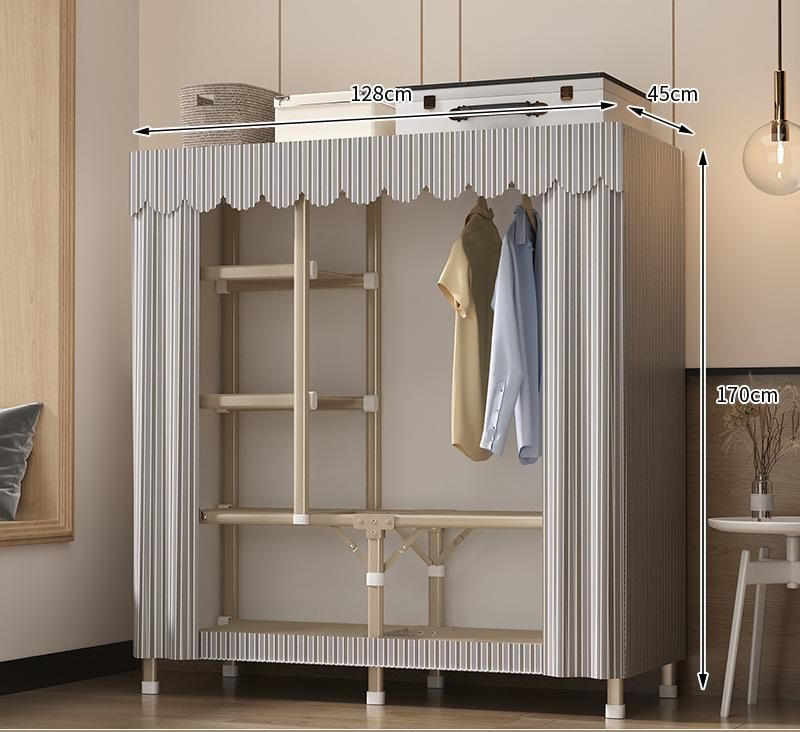 Portable Closet Wardrobe Closet for Hanging Clothes with 6 Storage Shelves, 1 Hanging Rod and 4 Pockets, Free Standing Closet Clothes Organizer for Bedroom, Sturdy and Easy AssembleGrey 128X45X170CM