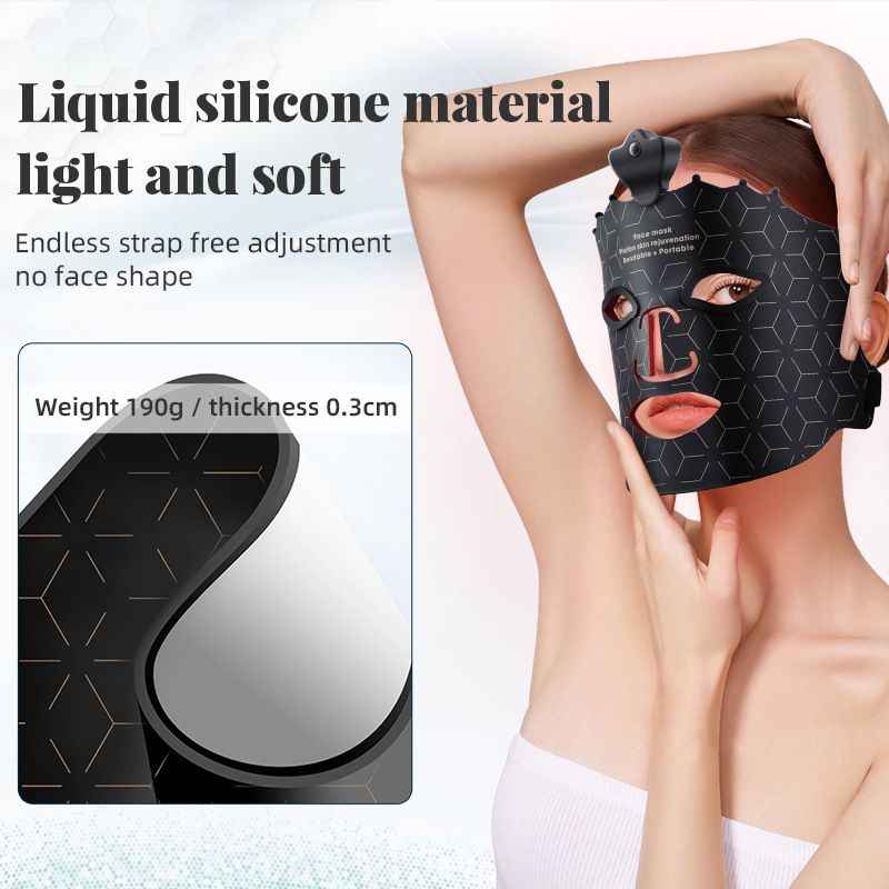 Colorful LED red light photon rejuvenation mask instrument beauty mask with neck home large row of lights beauty instrument, facial red light therapy, 7+1 color LED mask light therapy, portable rechargeable red light therapy mask instrument