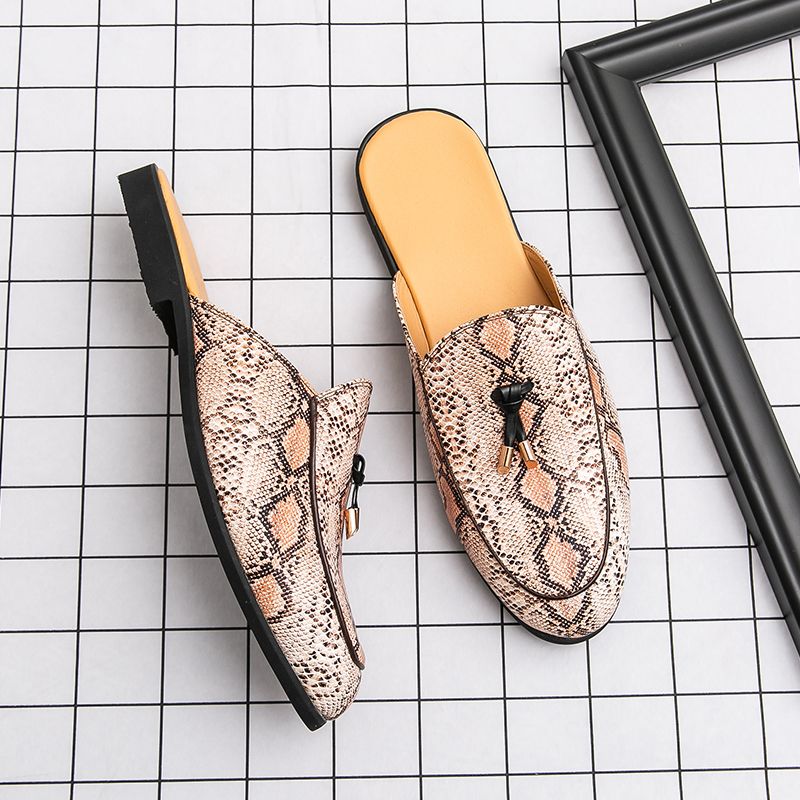 Youth Men Leisure Cool Mules Man Summer Slippers Fashion Casual Leather Loafers Flats Shoes Pu Breathable Slip On Footwears For