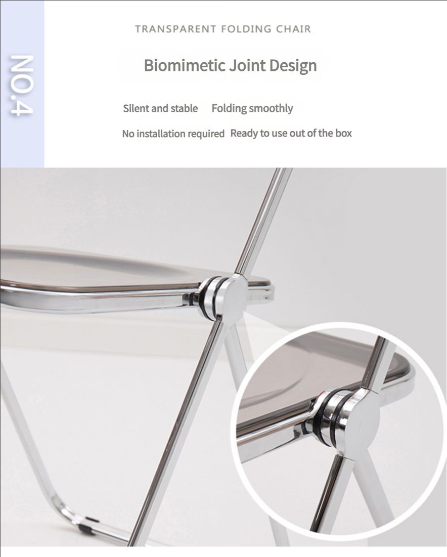 Home transparent folding chair fashionable acrylic crystal chair portable makeup chair ins style internet celebrity photo chair clothing store restaurant chair