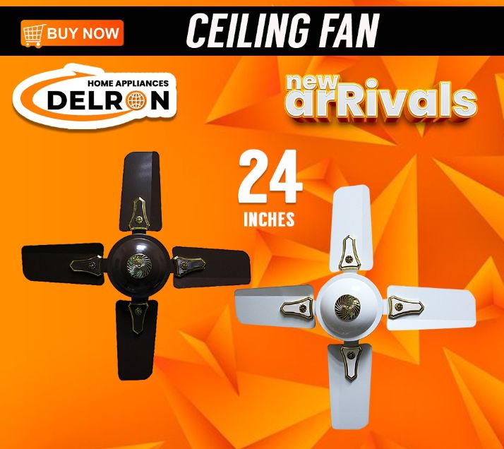 Delron DCF-24 Ceiling Fan - 24" Brown/White