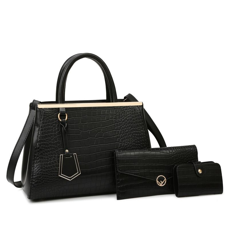 CLella Women's Bag Stone Pattern Splicing Handbag Three-piece Set Mother Bag European and American Shoulder Bag