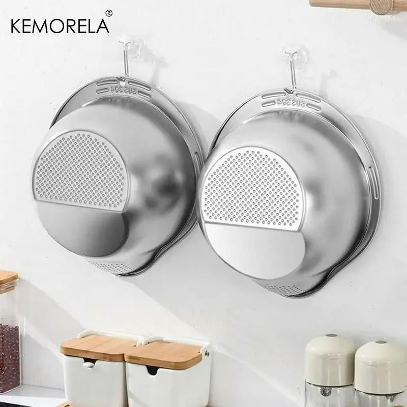 Rice Washer Strainer Bowl Stainless Steel 304 Rice Washing Bowl Rice Sieve Colander Fruit And Vegetable Strainer Kitchen Tools
