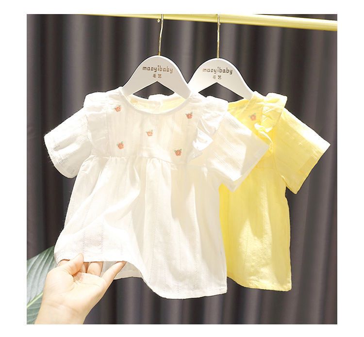 Baby girl princess dress new style children's summer clothes for girls fresh and versatile small flower baby shirt trendy baby girl summer clothes