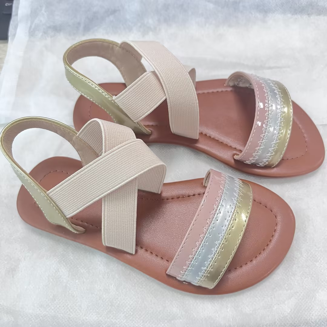 Fashionable Flat Foot Shoes For Kids Fancy Children Girls Summer Sandals FootwearGold