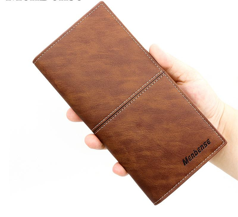 C1408-3 Men's Fashion Stitching Large Capacity Multi-card Slot Thin Long Clutch