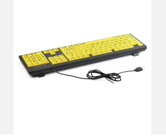 Wired USB Large Print Computer Keyboard for Low Vision Users High Contrast 104 Keys Letters for Both Old And Young People