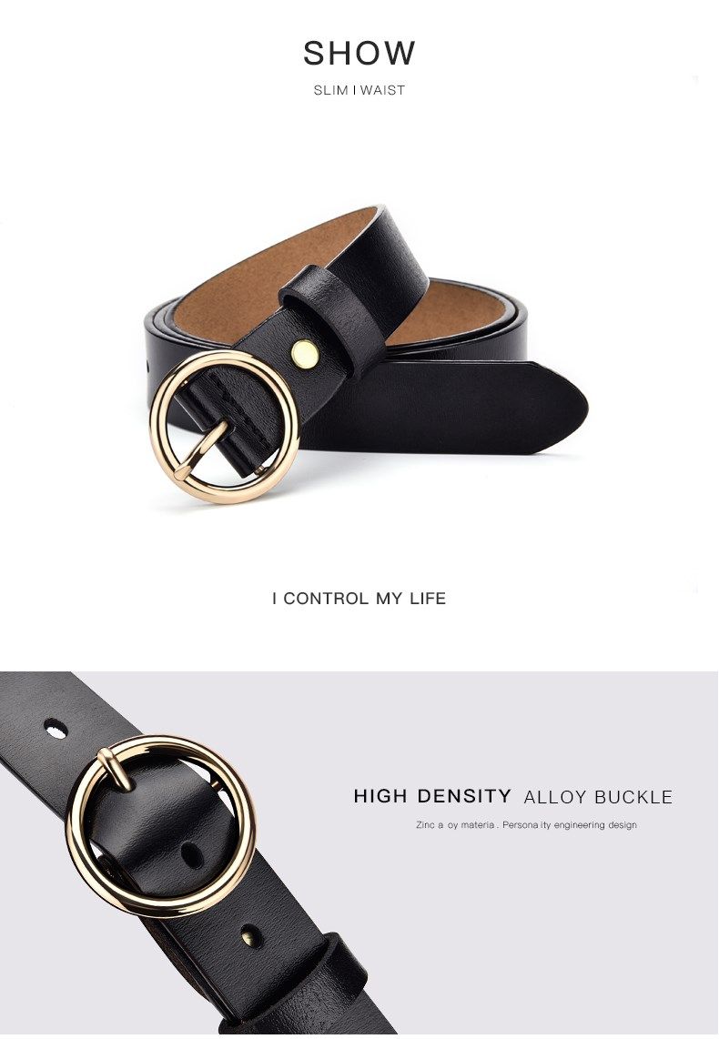 Women's Side Deposition Golden Buckle Jeans Wild Belts