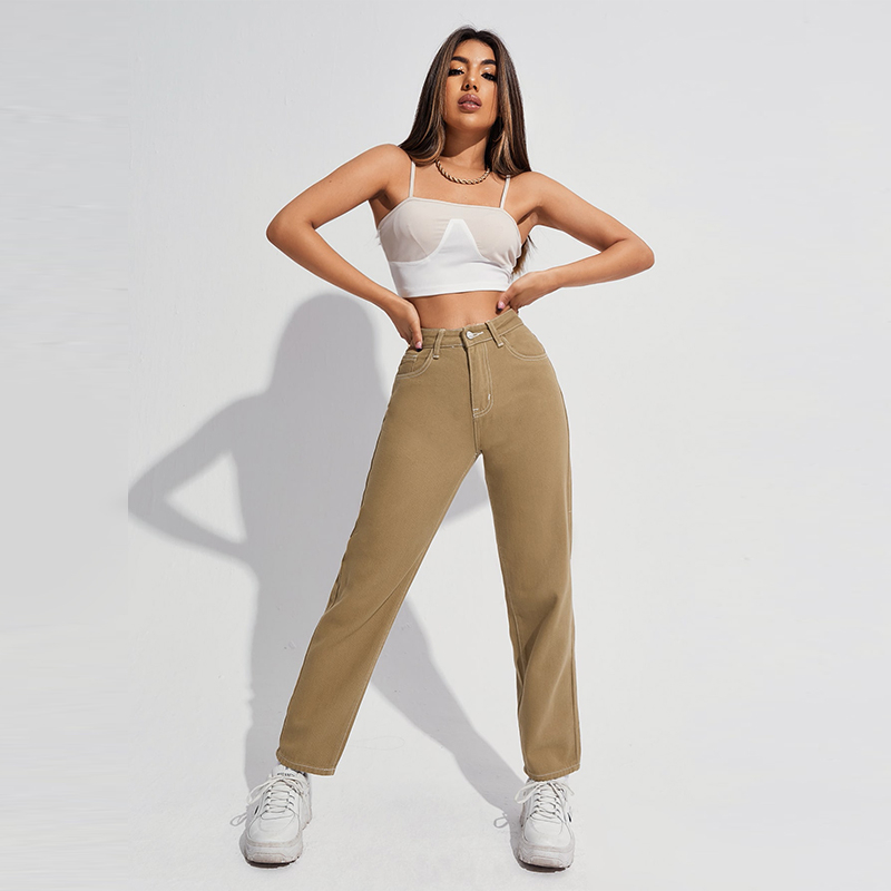 CL886-2 Women's Solid Denim Cropped Straight Leg Skimmer Jeans
