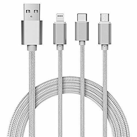 3in1 2.4A Multi Charger Cable 1.2M Fast USB Charging Cord for Mobile Phone
