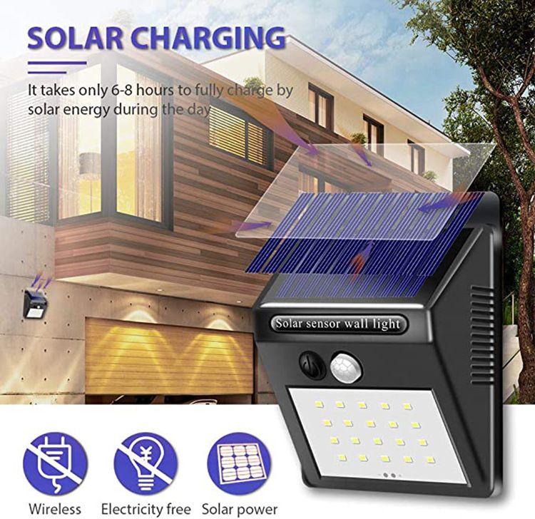 Solar Lights Outdoor,Motion Sensor Lights 3 Modes Solar Security Lights Solar  Waterproof Outdoor Lights for Garden Fence Patio Garage