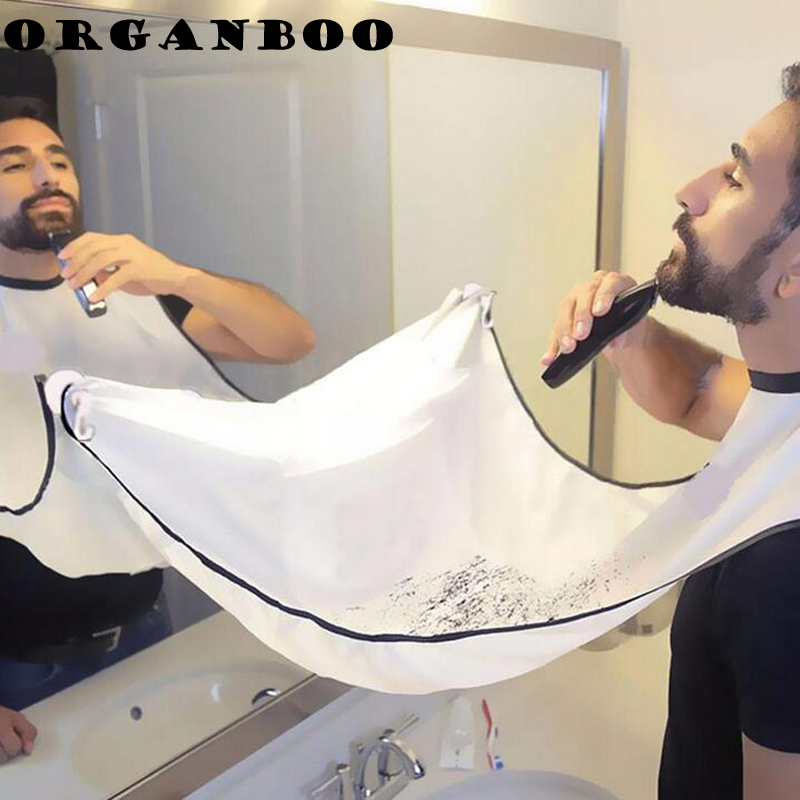 0210 Man Beard Care Shave Apron Bib Trimmer Facial Hair Storage Black White Shaving Clean Tool