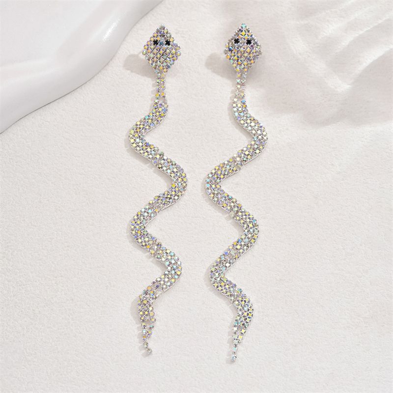 Women Snake Rhinestone Earrings Lady Fashion Party Earring Ladies Ear Rings Elegant Jewellery Woman Diamond Jewelry Earing