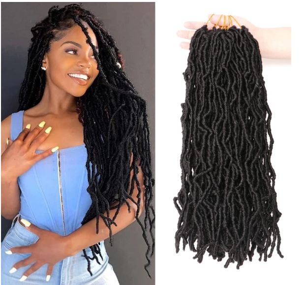 Obaasima Strands Faux Locs Crochet Hair Pre-looped Soft Locs Curly Wavy Crochet Hair for Women (4#)