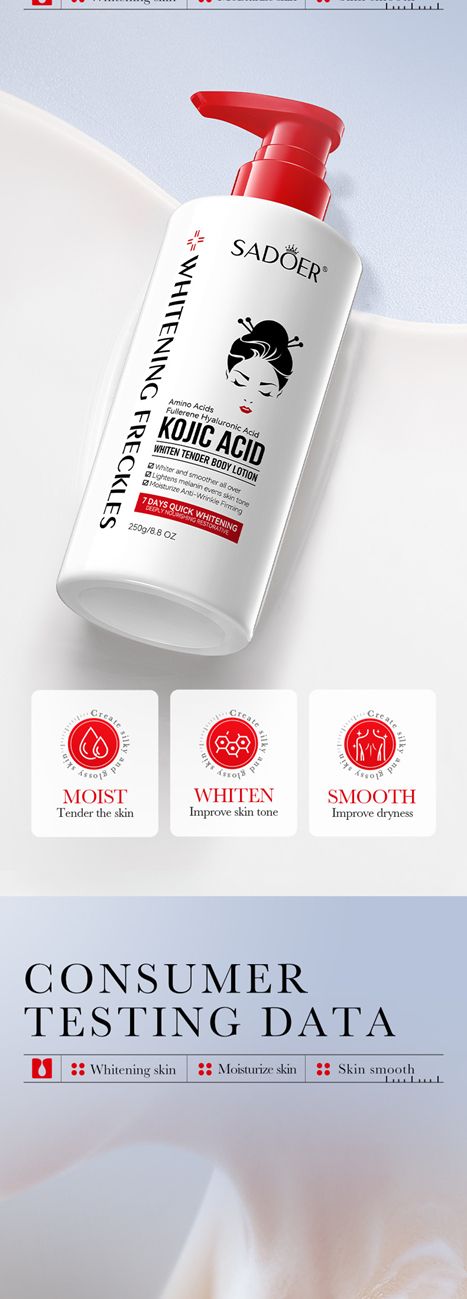 SADOER Kojic acid whitening and tender body lotion hydrating moisturizing whitening body lotion