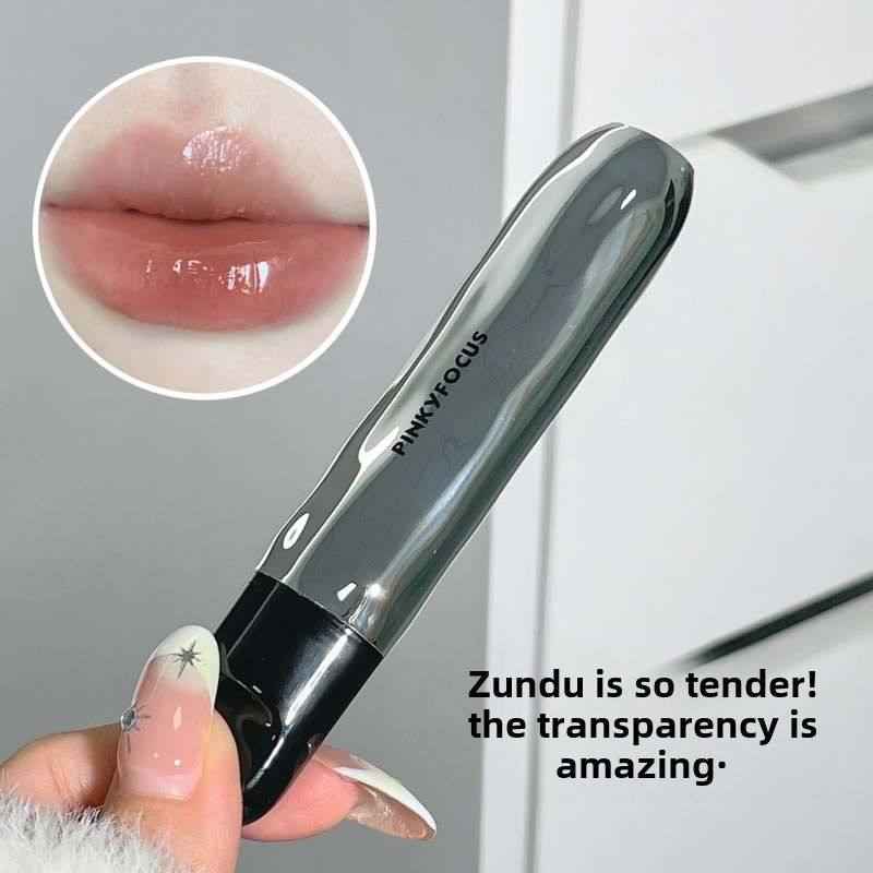 PinkyFocus Black Yaoyue Light Mirror Lip Glaze Korean Pure Want to Show Tender and Moisturizing Hydrating Glass Dudu Lip Lipstick