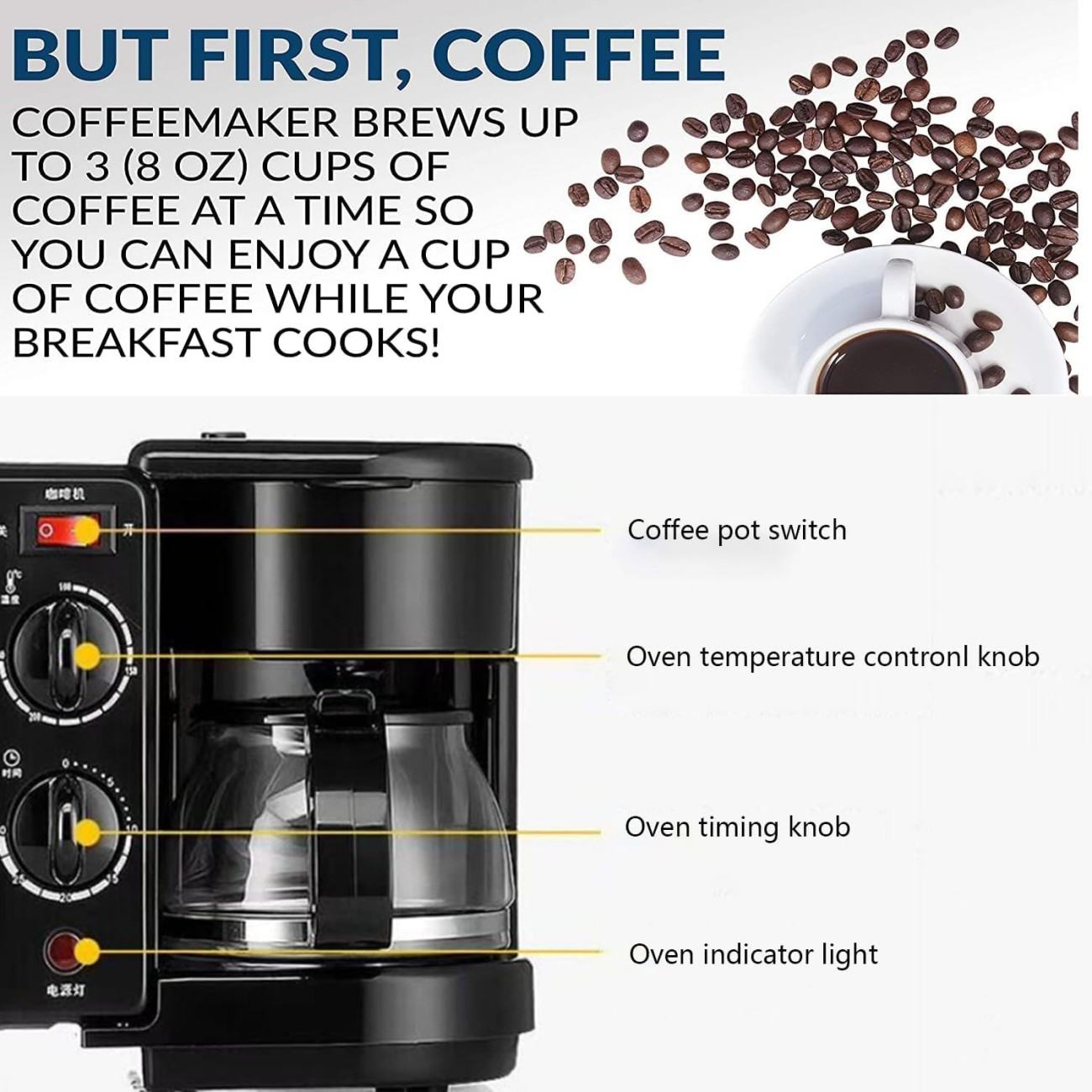 Multifunctional Digital Air Fryer+ Rotisserie, Dehydrator, Convection Oven,Breakfast Machine with Coffee Maker 17 Touch Screen Presets Fry, Roast, Dehydrate, Bake, XL 10L Family Size, Auto Shutoff, Large Easy-View Window, Black
