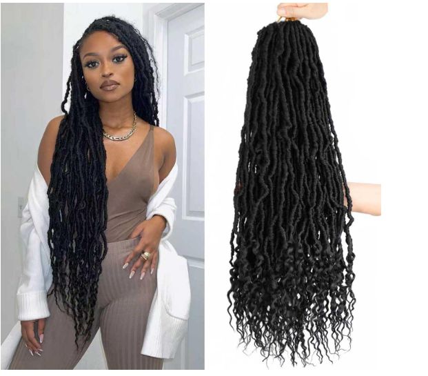 Obaasima Strands Curly Ends Faux Locs Crochet Braids Boho Crochet Bohemian Locs Hair for Women Crochet Dreads (2#)