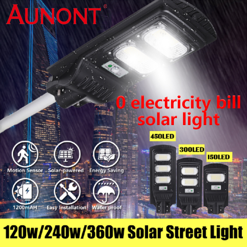 AUNONT LED Solar Outdoor Lights Courtyard Lights Household Rechargeable Lights Human Induction Lamp 2 Heads