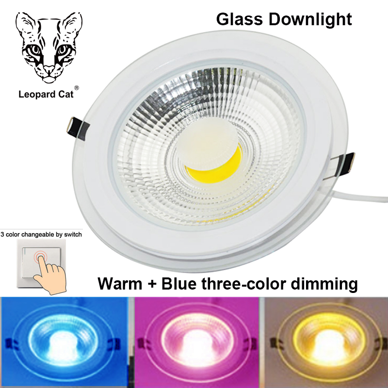 Leopard Cat LED Downlight 7W 10W 15W 25W COB Lamp Warm white + blue light + purple light 220V Spotlight Recessed Round Panel Light Indoor Lighting Down Light with Driver