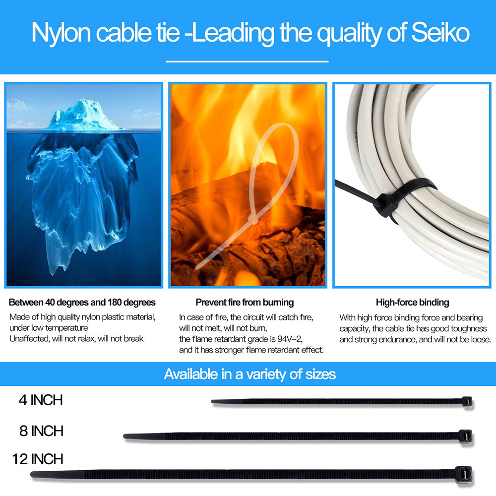 100 Pieces 6 inch Cable Zip Ties Nylon Self Locking Wire Ties
