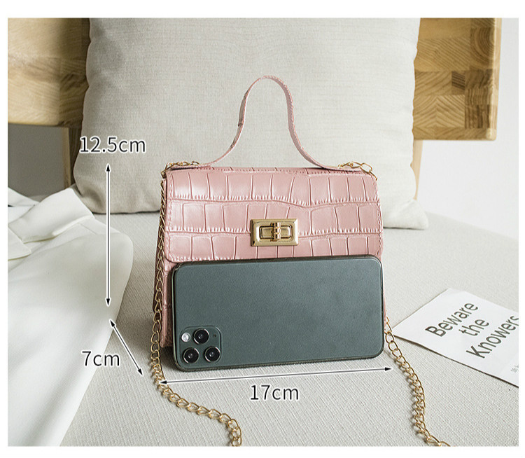 New Fashion Crocodile Pattern Shoulder Bag PU Chain Buckle Messenger Bag Three-dimensional Texture Handbags for Women