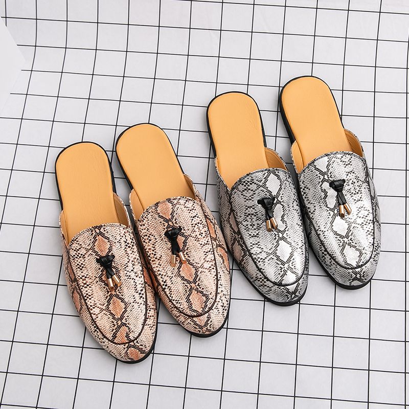Youth Men Leisure Cool Mules Man Summer Slippers Fashion Casual Leather Loafers Flats Shoes Pu Breathable Slip On Footwears For
