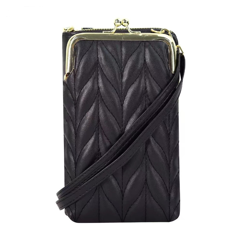 929 Women's New Versatile Solid Color Mobile Phone Bag Zipper Buckle Cross-Body Bag