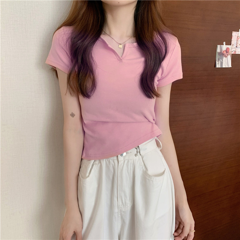 165 Women's Design Sense Slim Casual T-shirt Short Sleeves