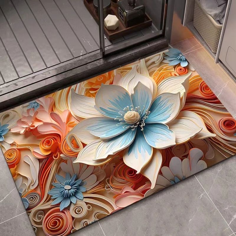 3D oil painting, diatomaceous earth absorbent floor mat, bathroom quick drying carpet, anti slip mat free shipping carpet