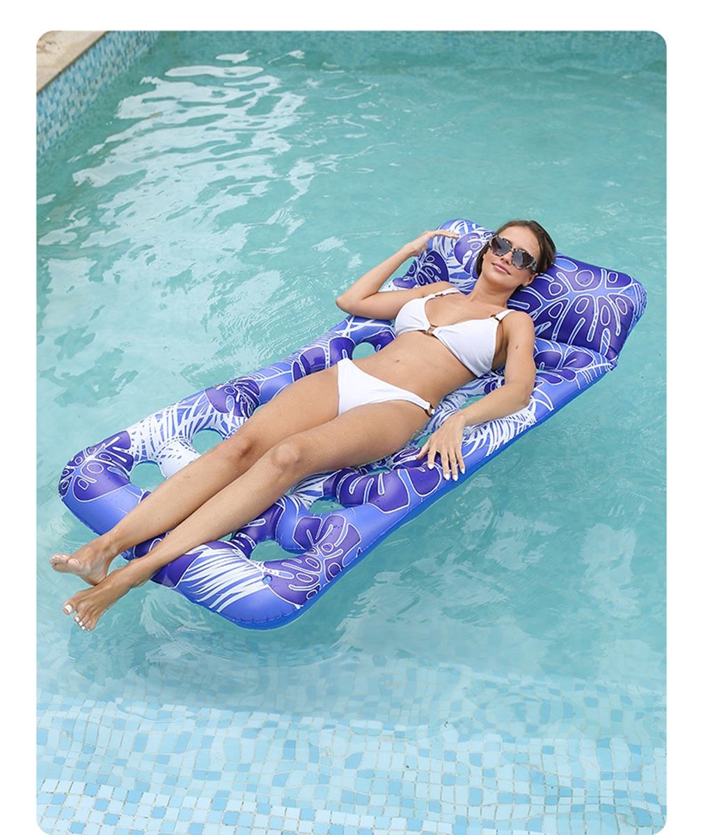 New PVC Inflatable Hole Floating Row Summer Water Party Inflatable Floating Row Love Backrest Floating Bed Swimming Ring
