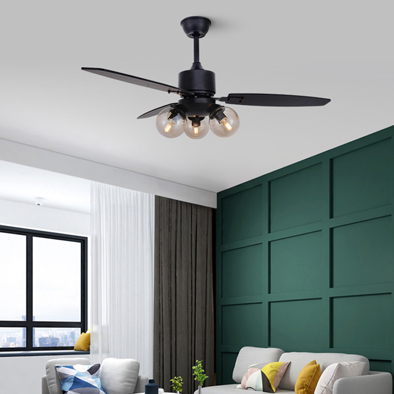  OUFULA Modern Nordic Creative Glass Lamp With Remote Control Bedroom Ceiling Fan With Light 42 Inches