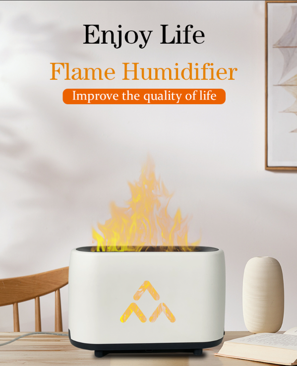 240ml Flame Humidifier Essential Oil Aroma Diffuser with Remote Control RGB Color Lighting Simulate Fire Effect