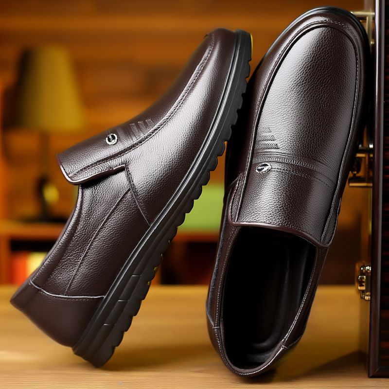 【Genuine Cow Leather】Men Classic Leather Shoes For Wedding Business Man Loafers Male Business Dress Footwears Of Black Brown