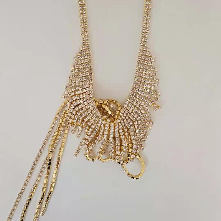 Two-piece Gold Necklace and Earrings with Diamonds Gift Set