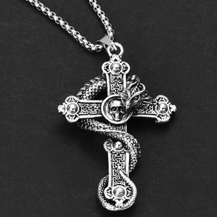 Cross pendant necklace Panlong Skeleton Cross Pendant Personalized Hip Hop necklace gift CRRSHOP men new fashion trend gifts 70 cm long titanium steel chain