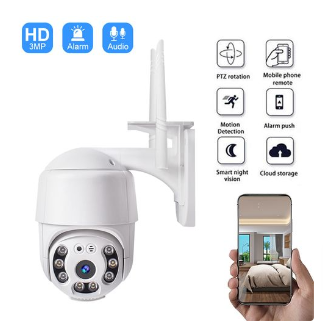 3MP Wifi Surveillance Camera, CCTV Night Vision, Color, Home Security, Two Way Audio