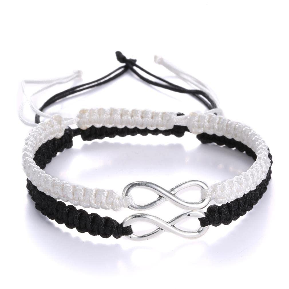 SZ0276 stainless steel 8 infinite couple bracelet braided leather rope bracelet wrist adjustable chain for men and women