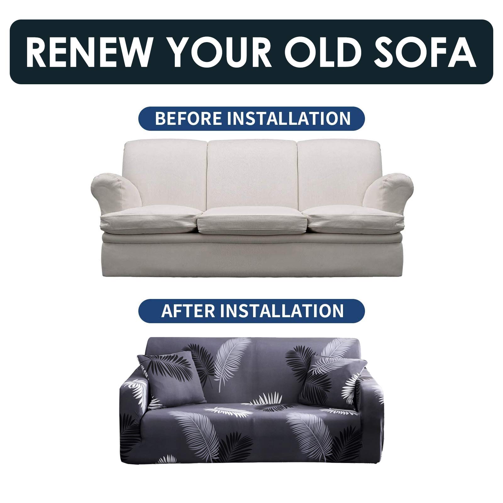 Stretch Sofa Cover Printed Couch Covers Sofa Slipcovers for 3 Cushion Couches Elastic Universal Furniture Protector 