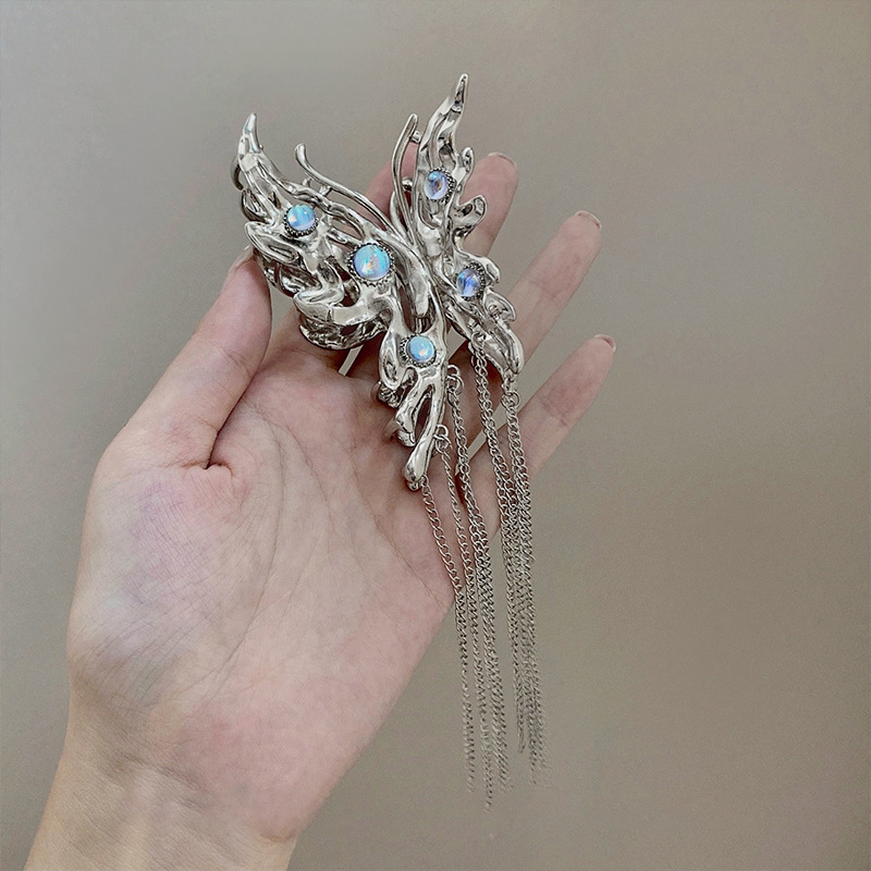 HH2951 lady's moonstone butterfly tassel hairpin metal girl coiled hair accessories