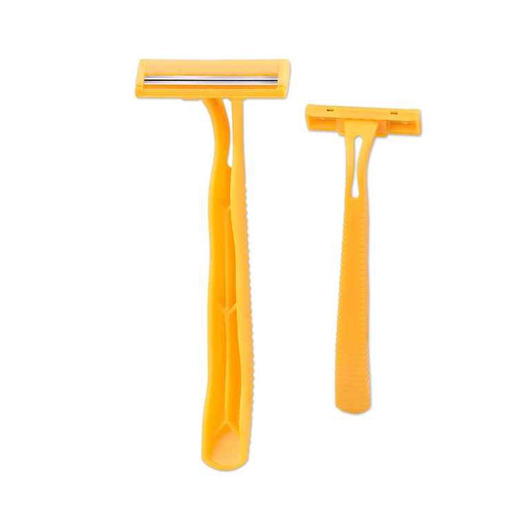 24pcs Men Hand Disposable Razor Beard Hair Cleaning Men Hotel 2-layer Blade Manual Shavers Personal Trimmer Yellow