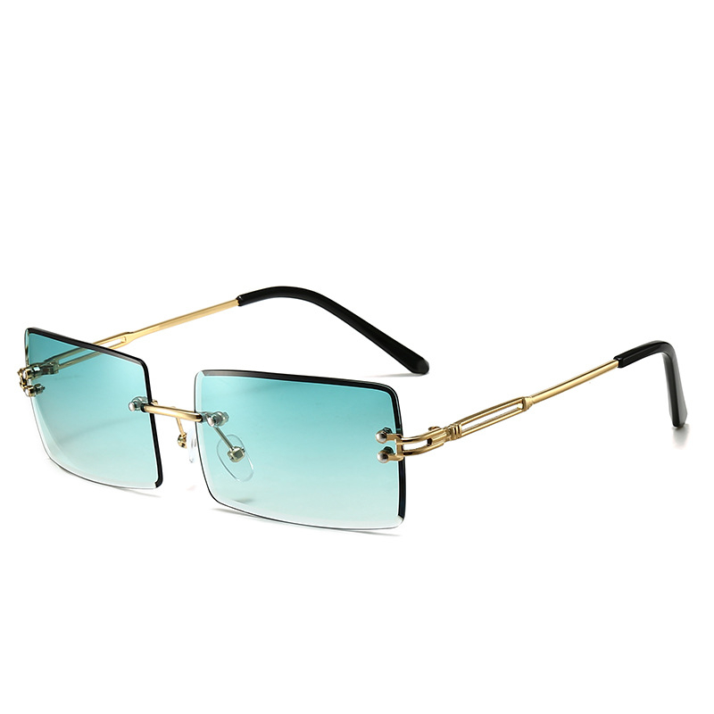 YY002  2 pairs of rimless rectangular sunglasses Tinted rimless glasses vintage transparent rectangular sunglasses