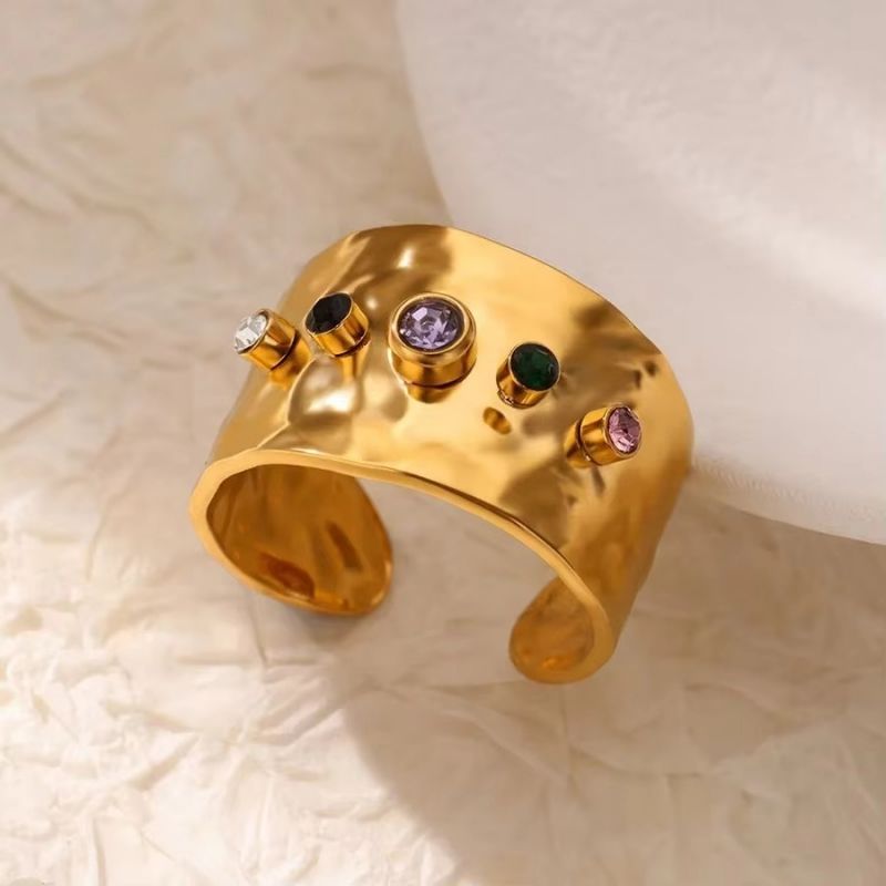 Open ring, adjustable, colored zircon, couple ring ，Light luxury, high end feel，Ring,lover