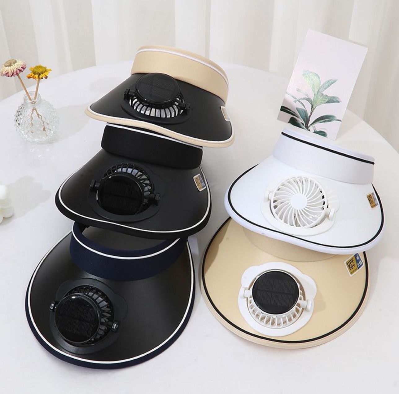 Solar charging dual-purpose fan, sun protection cap, empty top