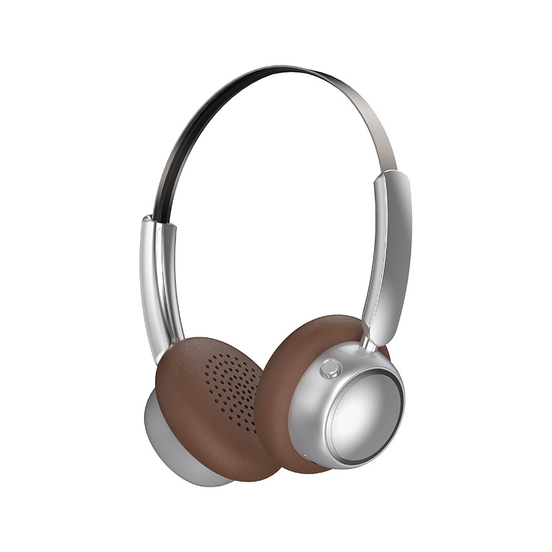 Vintage wireless Bluetooth headset with long battery life for sports wear and music noise cancelling headphonesBrown