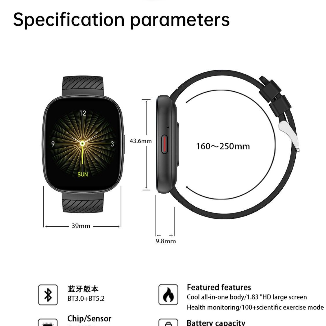 Business Outdoor Z90 Smart Bracelet, Multifunctional Bluetooth Calling Watch, Ultra Clear Full Touch Screen Fitness Tracker with Sleep Pedometer