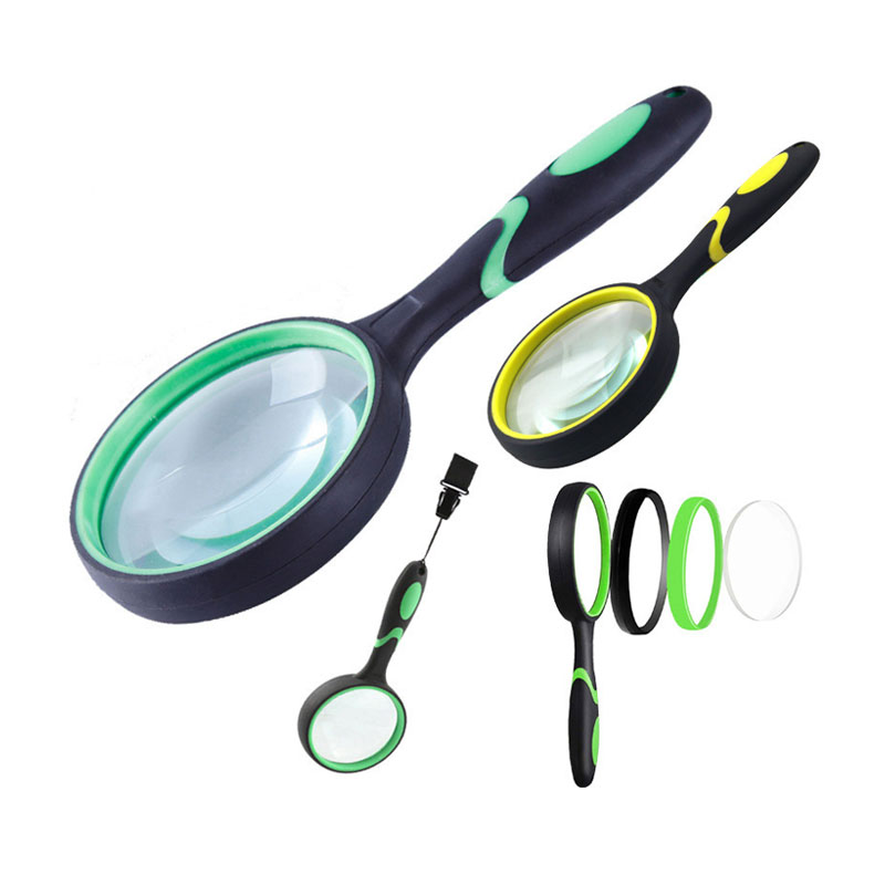 Magnifying Glass 10X, Handheld Reading Magnifier for Seniors & Kids, 75MM Real Glass Magnifying Lens with Non-Slip Soft Handle for Book Newspaper Reading, Insect and Hobby Observation