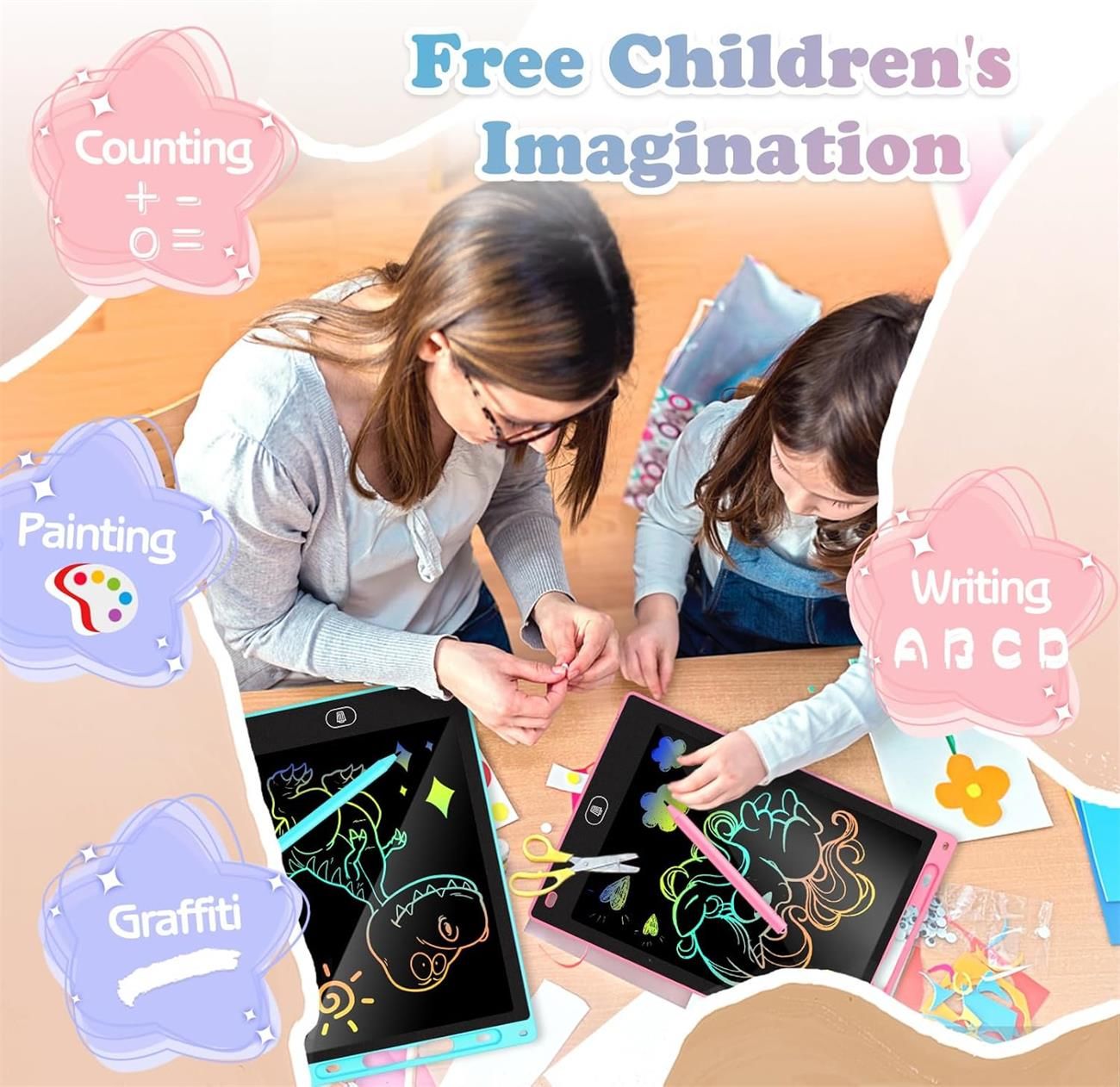 LCD Writing Tablet 8.5 & 12 Inch Electronic Writing Drawing Pads Portable Doodle Board Gifts for Kids Office Memo Home Whiteboard