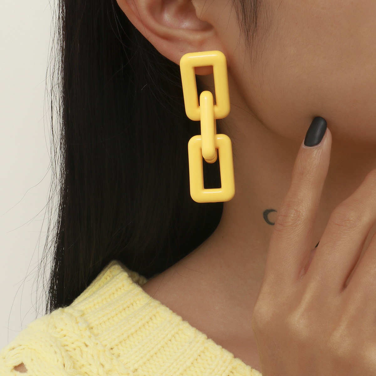 B02052 Acrylic Geo Link Chain Dangle Earrings Statement Resin Geometric Paperclip Chain Drop Earrings Colorful Lightweight Jewelry for Women Girls Gifts